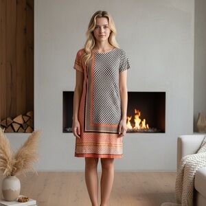 Anthropologie LadiesMusette Geometric Print Short Sleeve Maxi Dress size 8